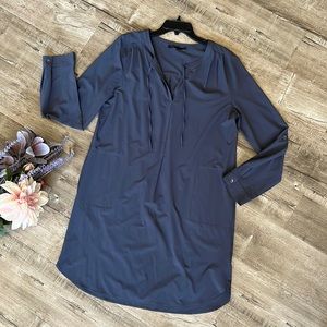 Prana Natassa Travel Shirt Blue Gray Dress Lg